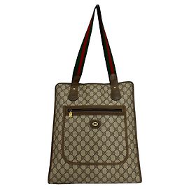 Borsa Tote in pelle GUCCI Vintage Sherry Line GG Logo