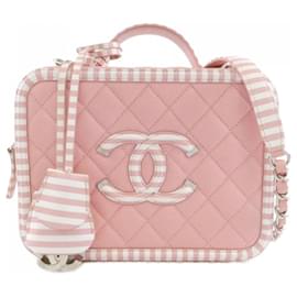 Borsa Chanel 93343 Rosa e Bianca in Pelle di Vitello