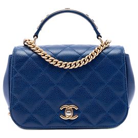 Chanel Blue Mini Quilted Caviar Carry Around Flap