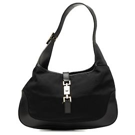 Borsa a tracolla Jackie Gucci in nylon nero