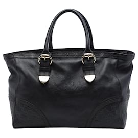 Gucci Signoria Tote aus schwarzem Kalbsleder mit Guccissima-Besatz