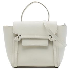 Céline Bolsa de cintura Celine Nano em couro de bezerro granulado branco