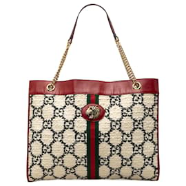 Borsa Tote Gucci Rajah Large in Tweed GG Bianco con Banda Web