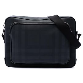 Borsa a tracolla Burberry Marlon in tela rivestita Black London Check