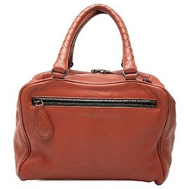 Borsa Bottega Veneta Brown Small Intrecciato Trimmed Goatskin Madras Heritage Brera