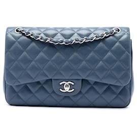 Chanel Blue Jumbo Classic Caviar Double Flap