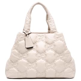Tote Gucci Large GG Matelassé in pelle di vitello bianca