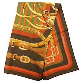 Foulard di seta Hermès Brown Coaching 90