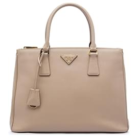Borsa Prada Beige Large Saffiano Lux Galleria Double Zip Satchel