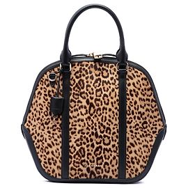Bolso Bowling Orchard Burberry Marrón Large de Pelo de Pony con Estampado de Leopardo