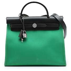 Hermès Green Toile Herbag Zip 31