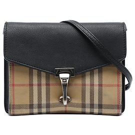 Sac bandoulière Derby Macken Burberry Beige en cuir et toile House Check, taille Small