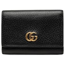 Cartera compacta trifold Gucci GG Marmont negra