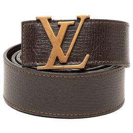 Cintura reversibile Initiales Louis Vuitton in pelle di vitello marrone