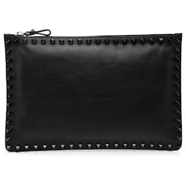 Clutch Rockstud in pelle nera Valentino