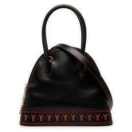 Borsa Satchel Saint Laurent in pelle nera con ritagli a Y