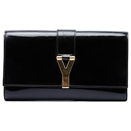 Clutch Saint Laurent Chyc Ligne in vernice nera