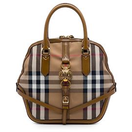 Borsa Burberry Brown Medium House Check Canvas Bridle Owl Orchard