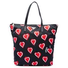 Borsa Satchel Prada in Tessuto Stampato Nera