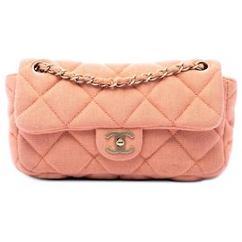 Chanel Pink CC Quilted Jersey East West Flap