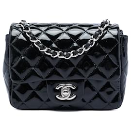 Chanel Black Mini Square Classic Patent Single Flap