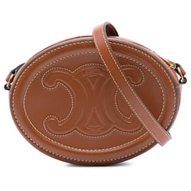 Céline Celine Borsa a Tracolla Oval Cuir Triomphe in Pelle di Vitello Marrone Small