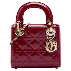 Dior Red Mini Patent Cannage Lady Dior