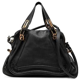 Bolsa Satchel Paraty Chloé em couro granulado preto tamanho Medium