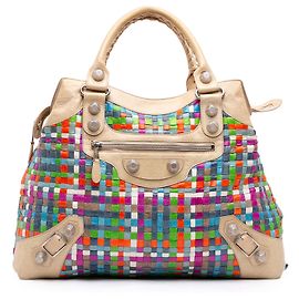 Balenciaga Multi Lambskin Woven Motocross Giant 21 Brief Tote