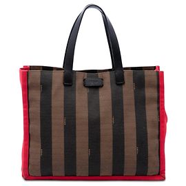 Borsa Tote Fendi Simply Shopping in tela Pequin marrone
