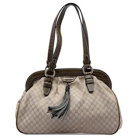 Céline Borsa Celine Beige Macadam Canvas con nappina e chiusura a telaio