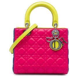 Dior Pink Medium Tricolor Lambskin Cannage Lady Dior
