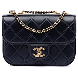 Chanel Black CC Embossed Quilt Calfskin Single Flap