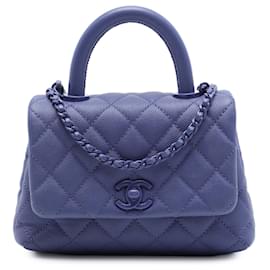 Chanel Purple Extra Mini Quilted Caviar Incognito Coco Top Handle Tasche