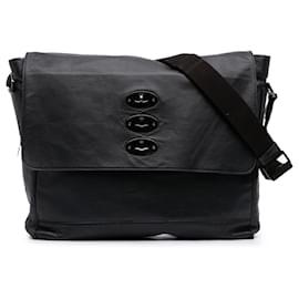 Borsa Messenger Brynmore Mulberry in pelle di vitello grana grossa blu