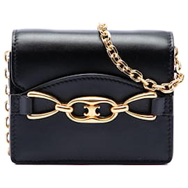 Celine Black Mini Smooth Calfskin Triomphe Maillon Wallet on Chain - Céline