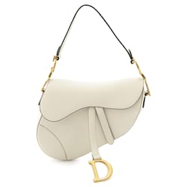 Borsa Saddle Dior in pelle di vitello grana naturale bianca