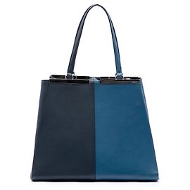 Tote Fendi Blue Large Bicolor Vitello Elite 3Jours