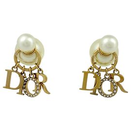 Orecchini a lobo Christian Dior oro e bianco