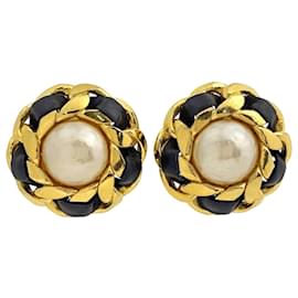 Orecchini a clip Chanel neri e oro