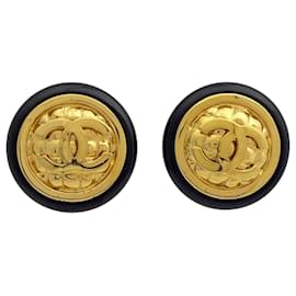 Orecchini a clip Chanel in nero e oro