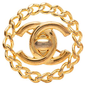 Spilla Vintage Chanel Coco Mark Turnlock Chain Motif