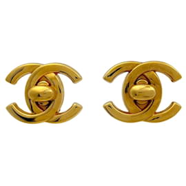 Orecchini a clip Chanel dorati con logo Coco