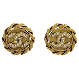Orecchini a clip Chanel placcati oro con strass