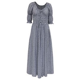 Autre Marque Vestido midi Doen Ischia con estampado floral y fruncido en algodón azul