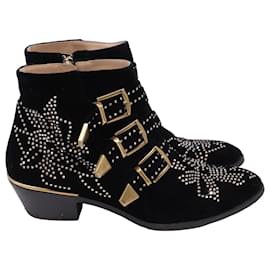 Stivaletti Chloé Susanna con borchie in velluto nero