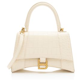 Balenciaga Hourglass Small Top Handle aus glänzendem Krokopräge-Kalbsleder