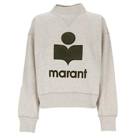 Velours-Sweatshirt mit Logo Ecru Khaki - Isabel Marant