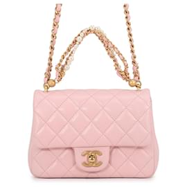 Borsa a tracolla con catena in pelle rosa Chanel