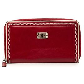 Cartera larga Chanel 2.55 con cremallera redondeada en piel roja